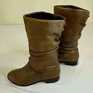 NEW Dune London Rosalinda  Leather Ruched Calf Length Western Tyling Boots 6.5